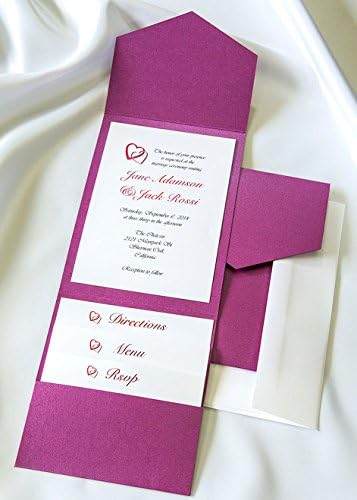 All-in-One Pocket Invitation Kit - Purple Shimmer Elegance - Pack of 20