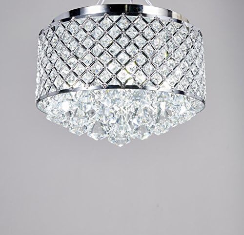 Broadway Silver Modern Crystal Chandeliers Flush Mount Ceiling Hand-Polished Fixture, BL-ABJ/X-L4 W14 X H10 Inch