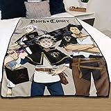JUST FUNKY Black Clover Blanket, Fleece Throw Bed
