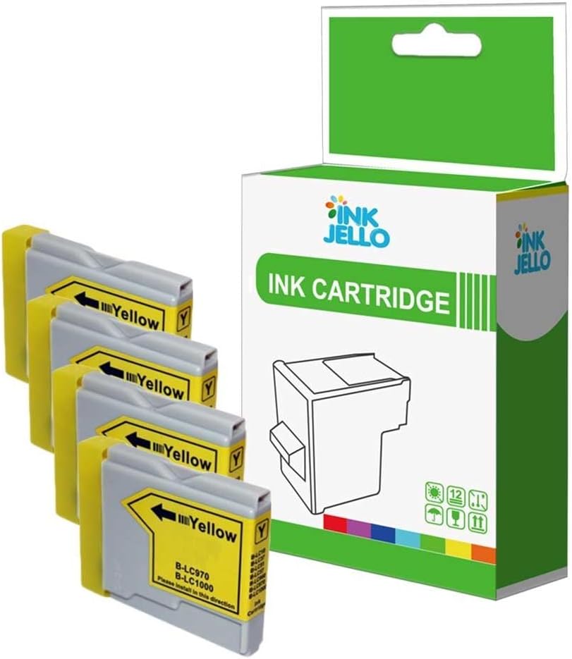 InkTello Compatible Yellow Ink Cartridge LC970Y for Brother DCP/MFC Printers (4