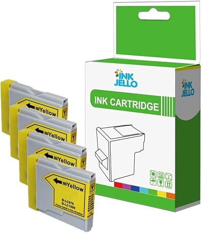 InkTello Compatible Yellow Ink Cartridge LC970Y for Brother DCP/MFC Printers (4