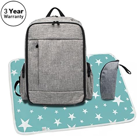 Large Baby Backpack Diaper Bag with Changing Pad-Stroller Straps - Insulation bags,Stylish &amp; Durable Diaper Bag for Men and Women-Gray