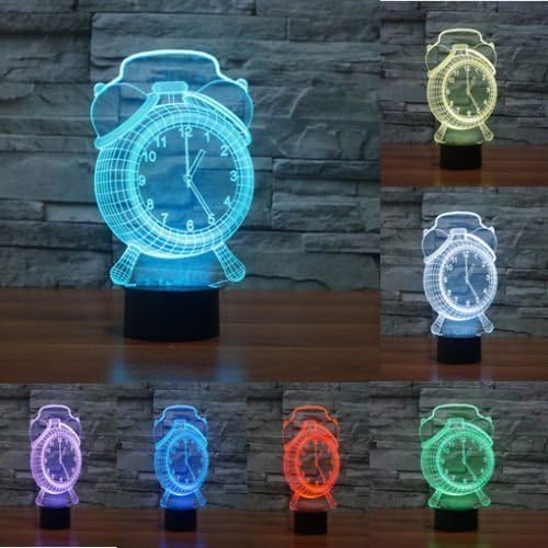 3D Visual Alarm Clock Night Light Lamp, 7 Colors Changing Tonch Switch Table Desk Lamp Kids Xmas Gifts