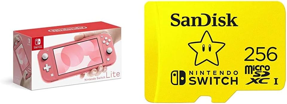 Amazon Com Nintendo Switch Lite Coral With Sandisk 256gb Microsdxc Uhs I Card For Nintendo Switch Electronics