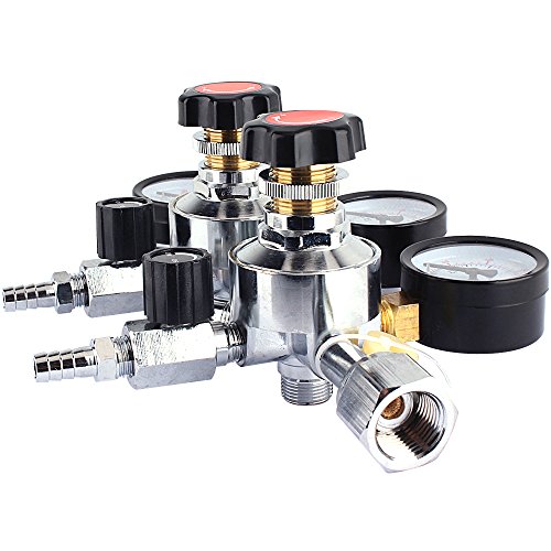 Dual Gauge CO2 Beer Regulator - Homebrew Kegerator Draft Beer Dispensing-Unit with CGA-320 inlet,3/8''outlet 0-60 PSI Working Pressure, 0-3000 PSI Tank Pressure with Safety Pressure Relief Valve - Thumbnail 4