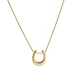 GIGB PBDK Long Horseshoe Pendant Necklaces for Women Chunky Gold Statement Necklace Charm Snake Chain Necklace Trendy Western Everyday Jewelry Accessories