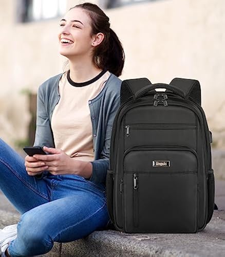 Laptop Backpack For Women – 15.6" Business Travel Bag With Charging Port (Black) - View #3