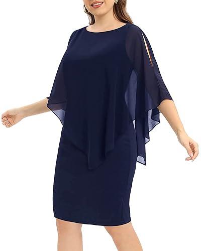 Pinup Fashion Navy Blue Dress for Women Plus Size Cape Cocktail Wedding Guest Elegant Evening Party Semi Formal Midi Dress Bodycon in Dubai - UAE | Whizz Dresses Pinup Fashion Navy Blue Dress for Women Plus Size Cape Cocktail Wedding Guest Elegant Evening Party Semi Formal Midi Dress Bodycon in Dubai - UAE | Whizz Dresses
