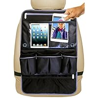 Car Seat Organizer - Premium Kick Mat, Back Seat Protector with Touch Screen Tablet Holder for Kids