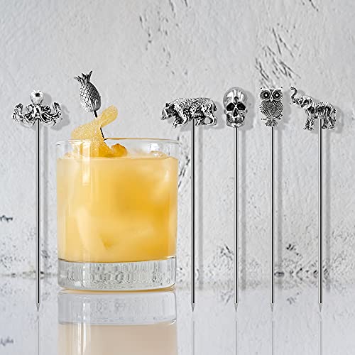 Tropical Cocktail Picks Stainless Steel Martini Picks Reusable Toothpicks Garnish Forks Fruit