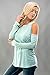 Shopglamla Cold Shoulder Sweater Knit Long Sleeve Solid Top Made in USA