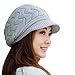 HINDAWI Women Winter Warm Knit Hat Wool Snow Caps with Visor, Gray