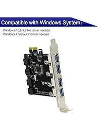 FebSmart 4 puertos USB 3.0 Super Fast 5 Gbps PCI Express (PCIe) tarjeta de expansión para Windows Server XP,7,Vista,8,8,1,10 PCs-Construcción en tecnología autoalimentada sin necesidad de fuente de alimentación adicional (FS-U4-Pro)
