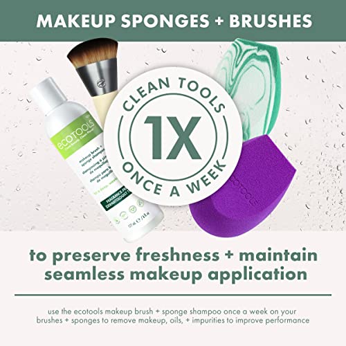 ECOTOOLS LIMITED EDITION TOUCH UPS & TINSEL FACE KIT, MAKEUP BRUSH SET FOR POWDER, CONCEALER, & BROWS, CONTROL OIL WITH BLOTTING PAPERS, ECO-FRIENDLY MAKEUP TOOLS, CRUELTY-FREE, 4 PIECE GIFT SET