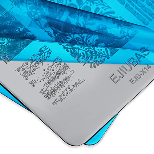Ejiubas Nail Stamping Plates Double Side Nail Art Stamping Kits DIY Layering Plates Nail Stamper Templates 2pcs Nail Art Design EJB-X14 X15