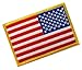 American Flag Embroidered Patch Reverse Gold Border w/Velcro Brand Fastener