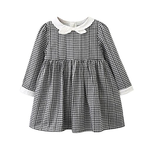 TiTCool Toddler Kids Baby Girls Clothes Plaid Bowknot Party Princess Dresses Skirt (Black, 3T) - Thumbnail 7