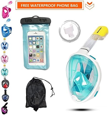 Trax To Tracks TTT27 Full Face Snorkel-Dive Mask provides Anti Fog Snorkeling-this Recreation Dry Snorkel Set comes with Snorkel Bag-Green- SM- for Adults Youth Kids Children