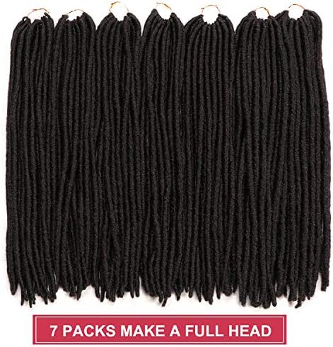 7 Packs Dreadlocs Faux Locs Hair Extensions Straight Goddess Locs 18 Inch Synthetic Crochet Hair Soft Crochet Braids (18", 1B)