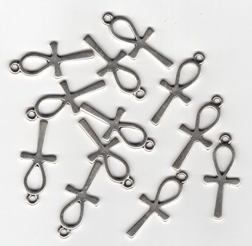 Ankh Pendant Silver plated 1 5/8" X 3/4" Pewter Charms - Pendants Package of 12 Pendants