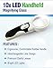10x LED Small Handheld Lighted Magnifying Glass: Magnifier Lens for Coins, Jewelry, Reading, Stamps, Hobbyists, Macular Degeneration, Low Vision Aid, Visually Impaired