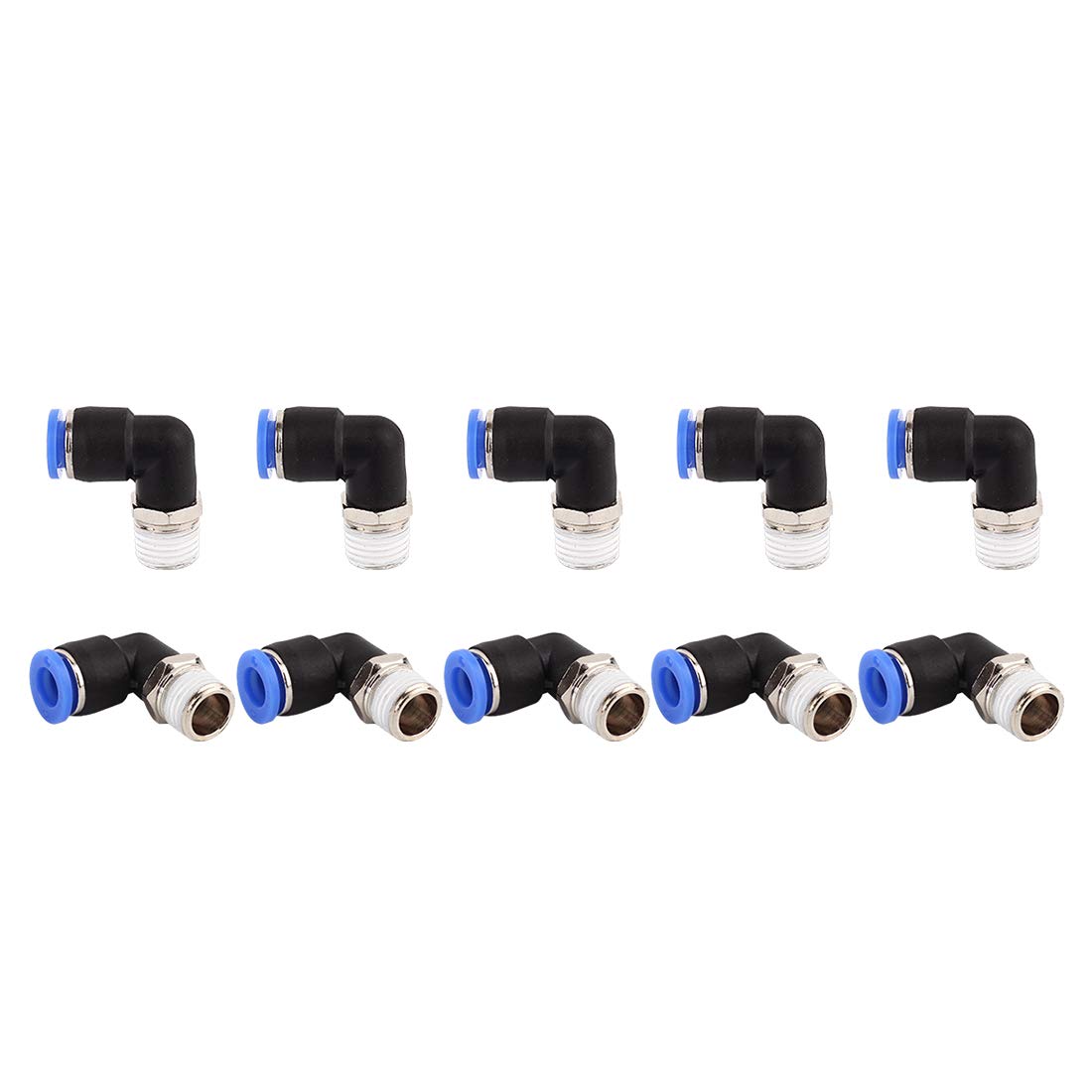 SNS SPL1/4-02NPTBE 1/4"Tube OD x 1/4 NPT Male Elbow Nickel Plated Brass and Plastic Pneumatic Tube Fittings(10 PCS)