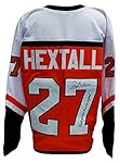 Ron Hextall Signed Orange Custom Jersey First Goalie To Score A Goal JSA ITP