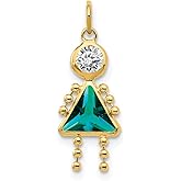 Solid 14k Yellow Gold December Girl Simulated Birthstone Charm Pendant (20mm x 10mm)