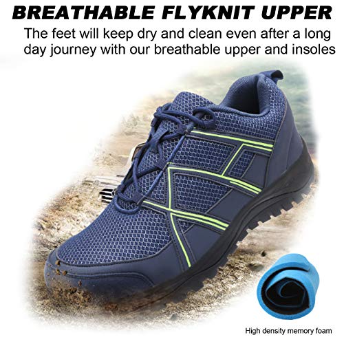 EXEBLUE Men\'s Work Shoe Steel Toe Safety Shoes - Slip Resistant Working Sneakers for Outdoor Blue