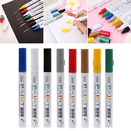 Ladaidra Waterproof Permanent Paint Marker Pen Tire Metal Outdoor Marking Oil-Ink Pens (Yellow)