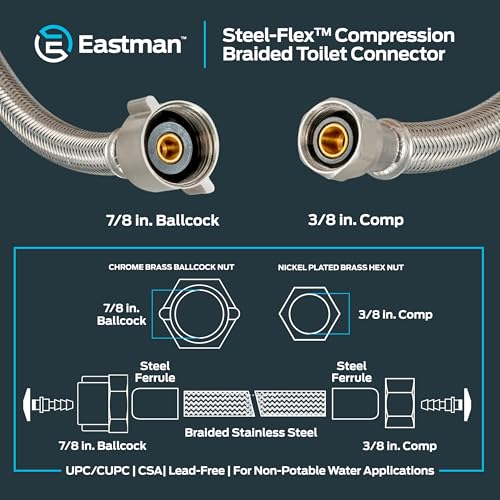 Eastman 12 Inch Flexible Toilet Connector, 7/8 Inch Ballcock x 3/8 Inch photo 11
