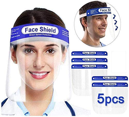 5PCS Face Shield, Adjustable Transparent Head Eye Cover Anti-Splash Anti-Saliva Facial Cover
