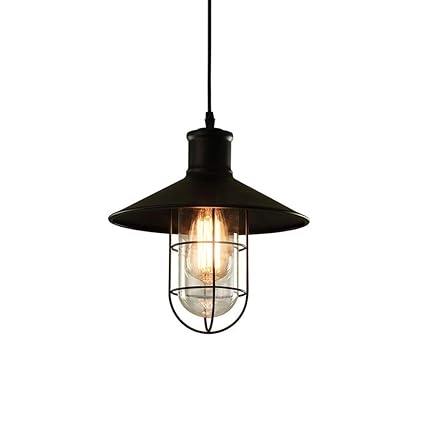 Industrial Loft Pendant Light Metal Black Birdcage Adjustable