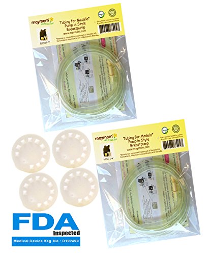 Tubing for Medela Pump in Style Advanced Breastpump Released After Jul 2006 Plus 4 Membranes in Retail Pack. Replaces Medela Tubing #8007212, 8007156 & 87212. BPA Free. Made By Maymom (Two Packs Total 4 tubes and 4 membranes)