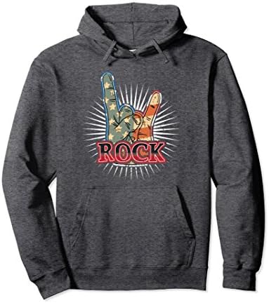 Unisex Vintage USA Rock Hoodie - Band Concert Poster 70s 80s Medium Dark Heather
