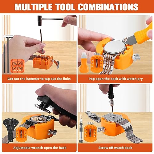 Watch Battery Replacement Tool Kit, BYNIIUR Watch Repair Kit, Watch Repair  Tools Kits, Watch Band Link Remov