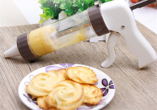 VolksRose 20 PCS Kitchen Baking Tools Accessories Cake Biscuits Mold, Cookie Press Making Gun with Decorating Tips - 13 Disc Shapes and 6 Icing Tips, Premium Cookies Presser Icing Mould Kit #1 - Thumbnail 5