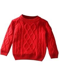 Toddler Baby Boy Girl Cable Knit Pullover Sweater Warm Sweatshirt red 110