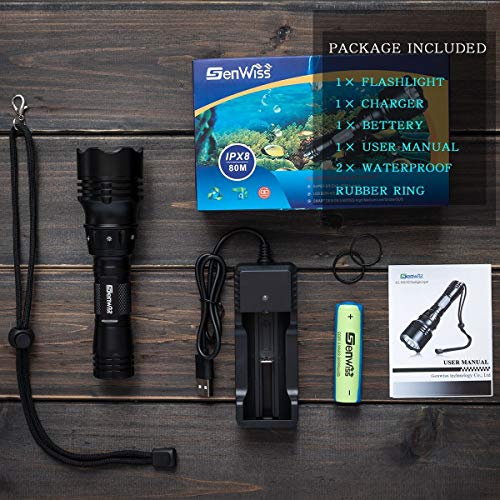 Genwiss Dive Light, Diving Flashlight Underwater Lights Scuba Diving