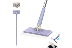Snap Grip Mini Mop,Zero Touch Mini Mop,No Wash Lazy Mops Wet and Dry,Disposable Dust Mop with 4 Reusable Cloths,Reusable Clip