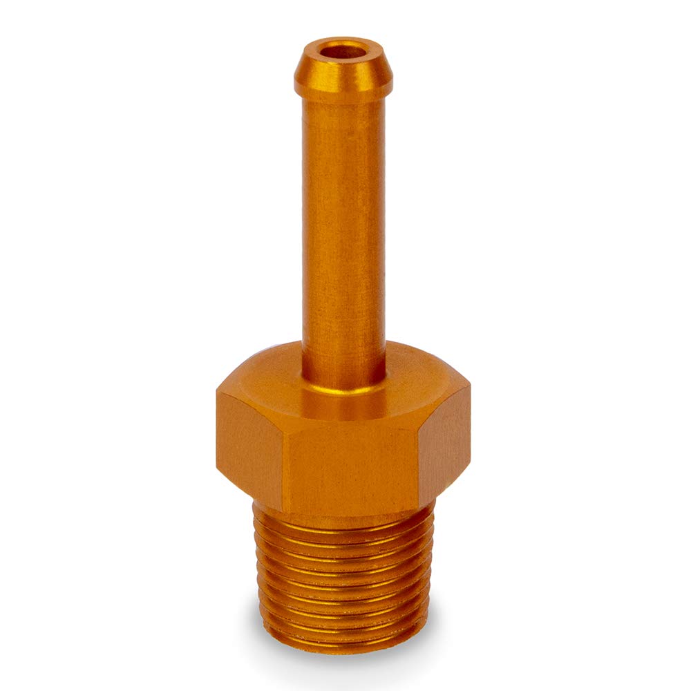 PrecisionGeek Orange Aluminium Push‑On Barb Hose Fitting 1/8″ NPT → 4–5 mm – DIY Fluid, Pneumatic & Coolant Tubing Adapter