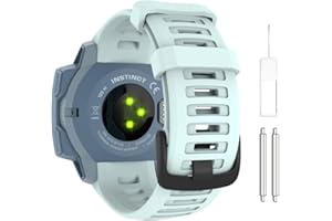 MoKo Watch Strap Compatible with Garmin Instinct Esports/Solar/Tactical/Tide Military Watch,Soft Silicone Adjustable Replacement Band Fit Garmin Instinct 2 Sports GPS Smart Watch - Sea Blue
