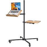 EXCUPHH Adjustable Computer Workstation Stand with Mouse Pad, Portable Height Adjustable Sit Stand Work Table Overbed Laptop 