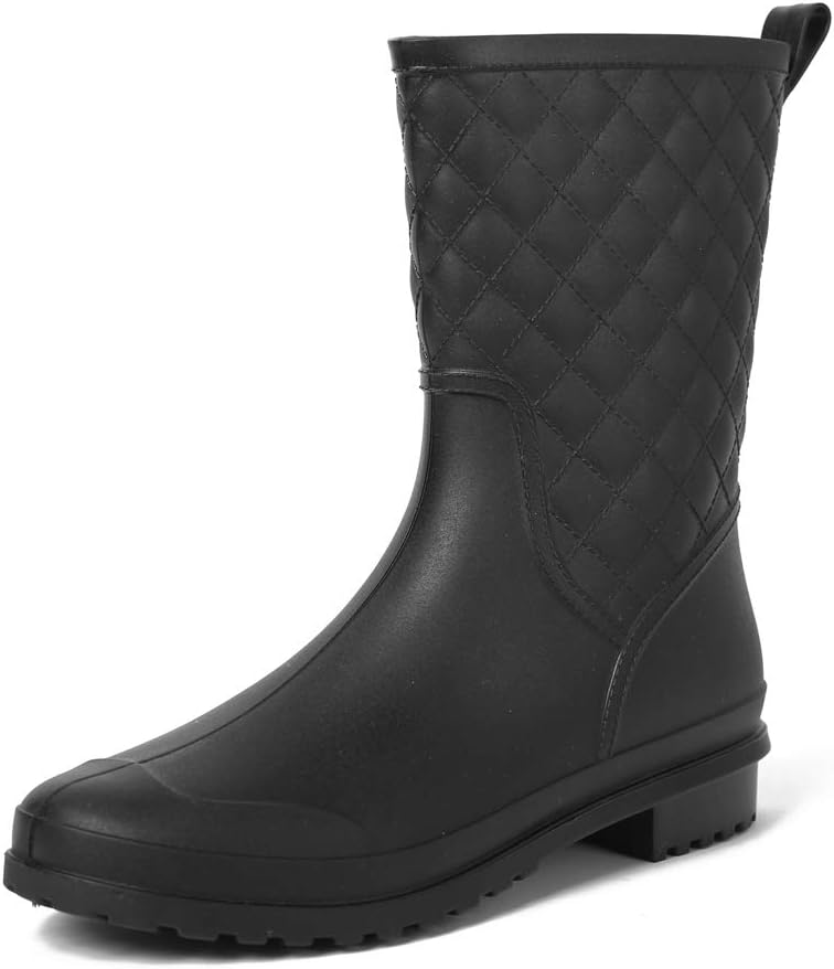 Magone Womens Block Heel Rain Boots Fashion Rain Shoes