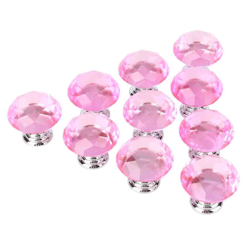 Hyuduo Crystal Door Knobs and Drawer Knobs 10PCS Set of 30mm Clear Glass Cabinet Knobs for Kitchen, Wardrobe & Furniture (Crystal Cabinet Handles, Modern Drawer Pulls)