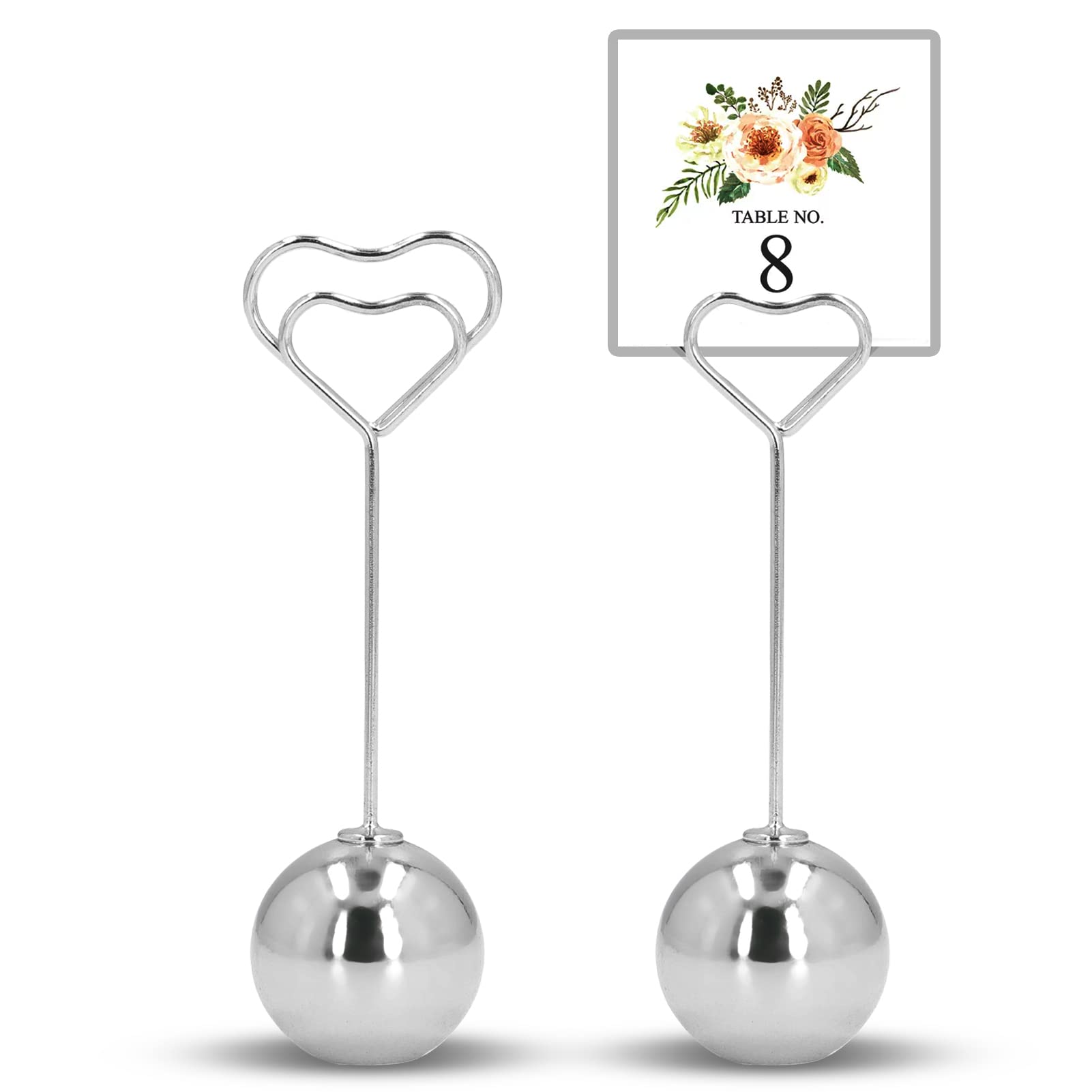 Cyrank 2Pcs Place Card Holders, 3.4inch Mini Table Number Holders Stainless Steel Table Photo Picture Holders Wedding Banquet Table Business Card Holder Memo Photo Holder Home Centerpiece Decorations