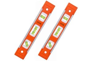 YOTOM 2pcs 9 inch Aluminum-Sided Magnetic Torpedo Level, Box Level Spirit Bubble level - Orange