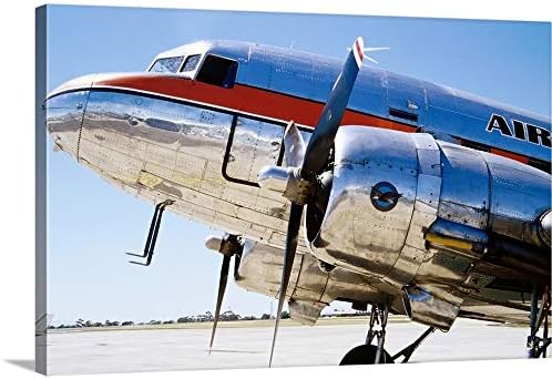 GREATBIGCANVAS Gallery-Wrapped Canvas Entitled Air Nostalgia DC3 on Essendon Airport Tarmac by 48"x32"