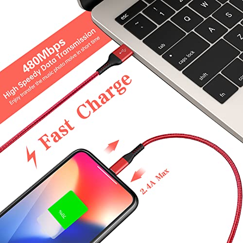 RJJ iPhone Charger Cord 3FT 2Pack, [Apple MFi Certified] Lightning Cable Nylon Braided USB iPhone Fast Charging Cords for Apple Products Compatible iPhone 13/12/11 Pro Max/XS MAX/XR/XS/X/8/7/6/5S/SE