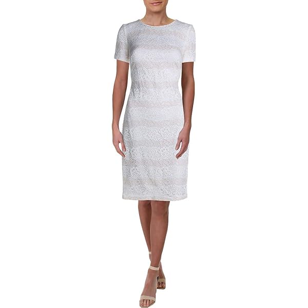 LAUREN RALPH LAUREN Lace-Trim Jersey Dress Black 4 at Amazon Women's  Clothing store
